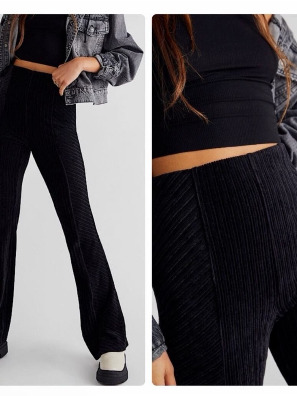 Free People Slim Pull-On Velvet Flare Pants